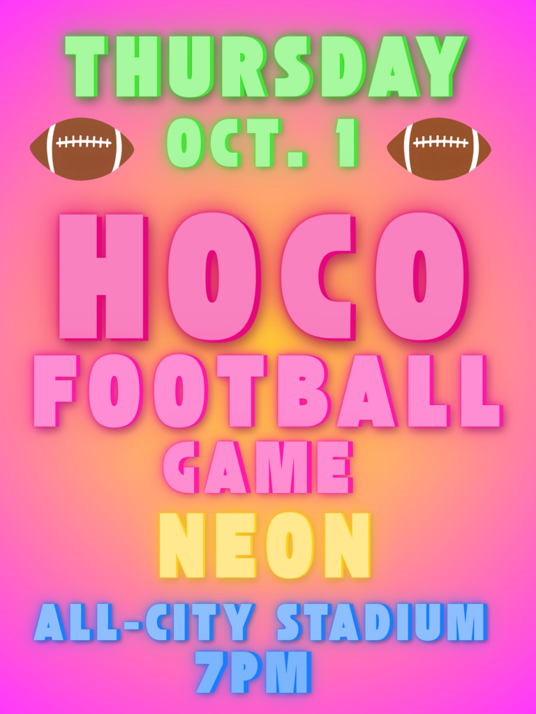 Thursday, Oct. 1, HOCO Football Game, Neon, All City Stadium, 7pm