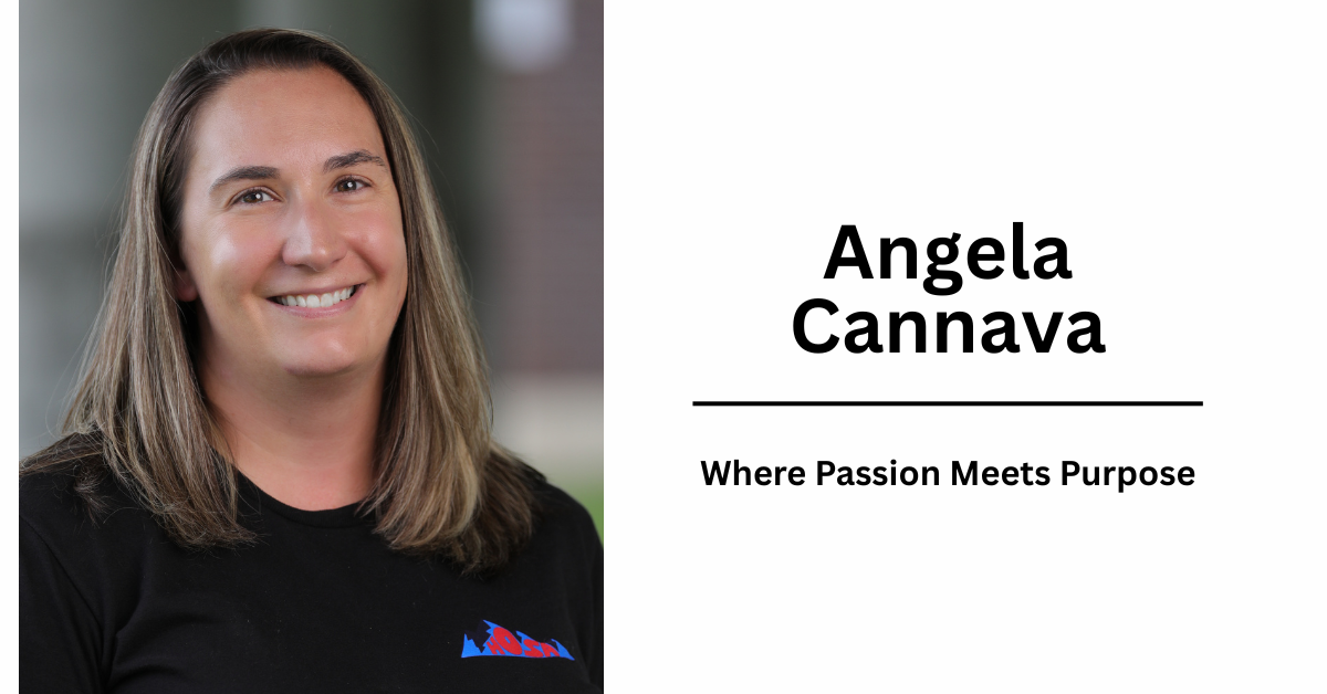 Headshot of Angela Cannava with text that says Where Passion Meets Purpose
