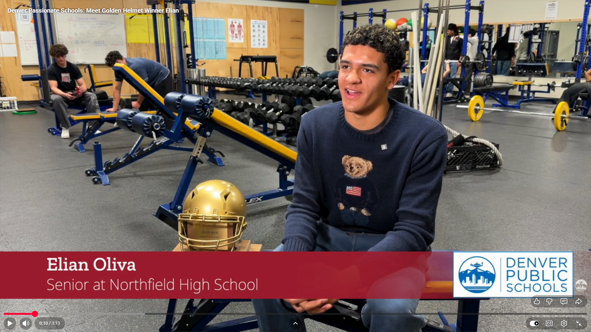 Screen shot of a video called "Passion Meets Purpose" featuring Northfield Class of 2026 student, Elian Oliva