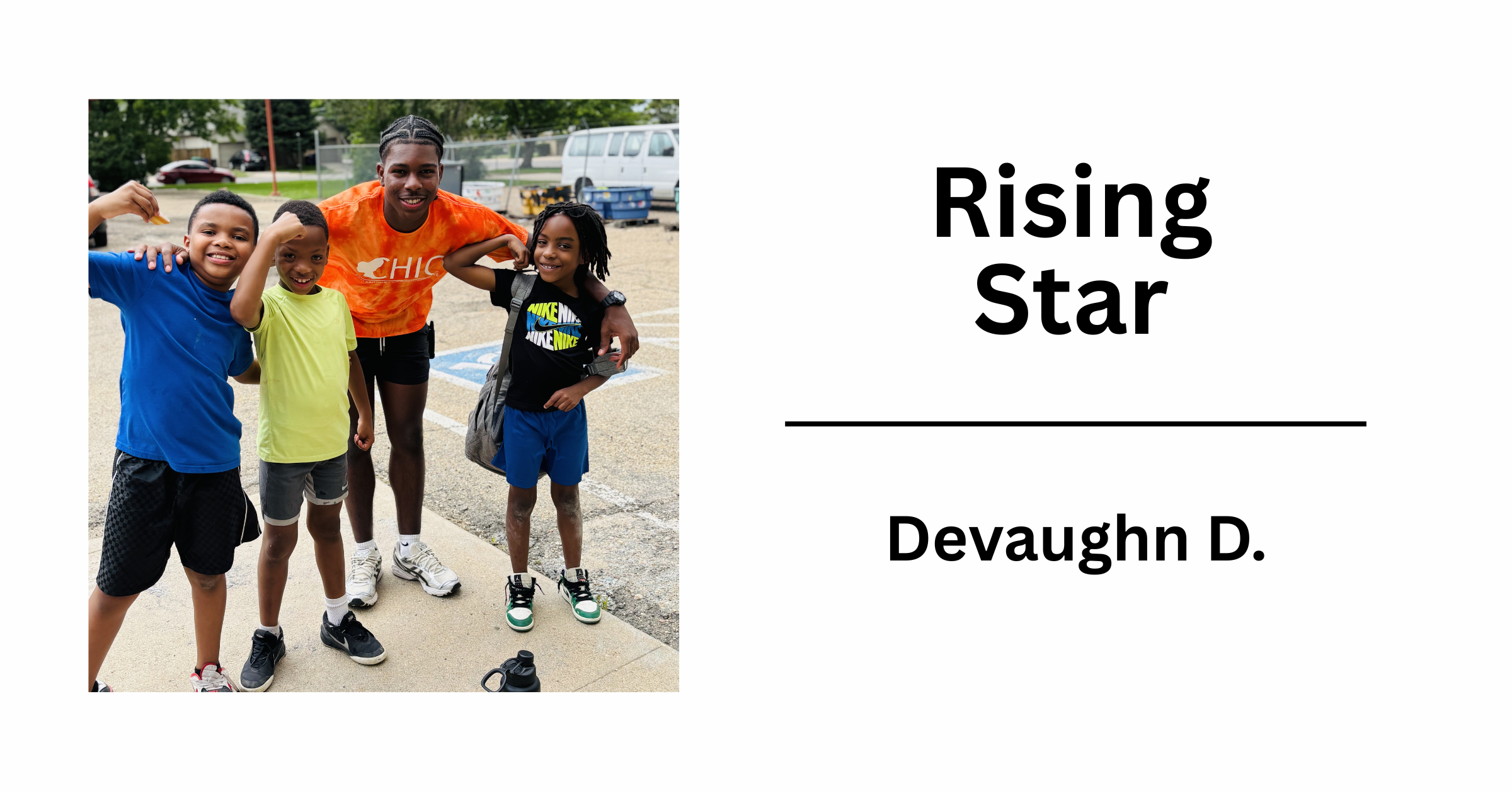 Picture of Northfield Student, Devaughn with neighborhood kids